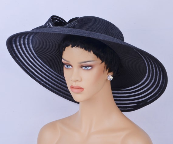 Black Beach Hats/straw Hat/church Hat/sun Hat/tea Party Hat for Women Straw  Hat Anti-uv Sun Protection Foldable Sun Shade Hat Cap Cover. 