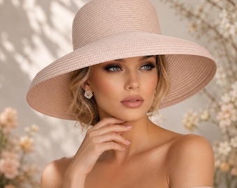 Foldable Straw Sun Hat for Women,Beach Tea Party Summer Hat