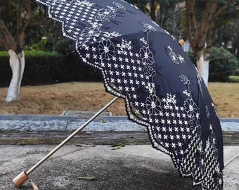 Stylish Parasol,Sun Protection,summer gift,UV Protection,gift,sun shade umbrella,all weather umbrella,birthday gift,embroidery umbrella.