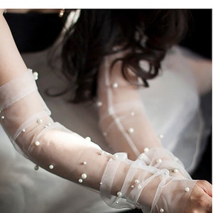 Sheer wedding gloves deals