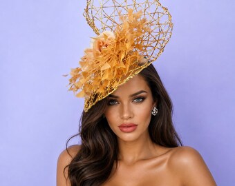 Gold Kentucky Derby Fascinator: Tea Party Hat