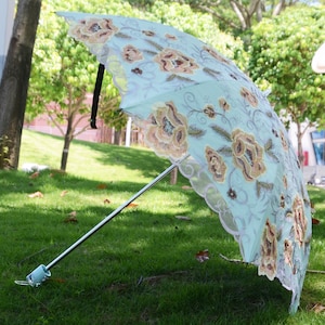 Novo e requintado guarda-sol bordado, proteção solar, verão, proteção UV, presente para ela, guarda-sol, guarda-chuva para qualquer clima, presente de aniversário.