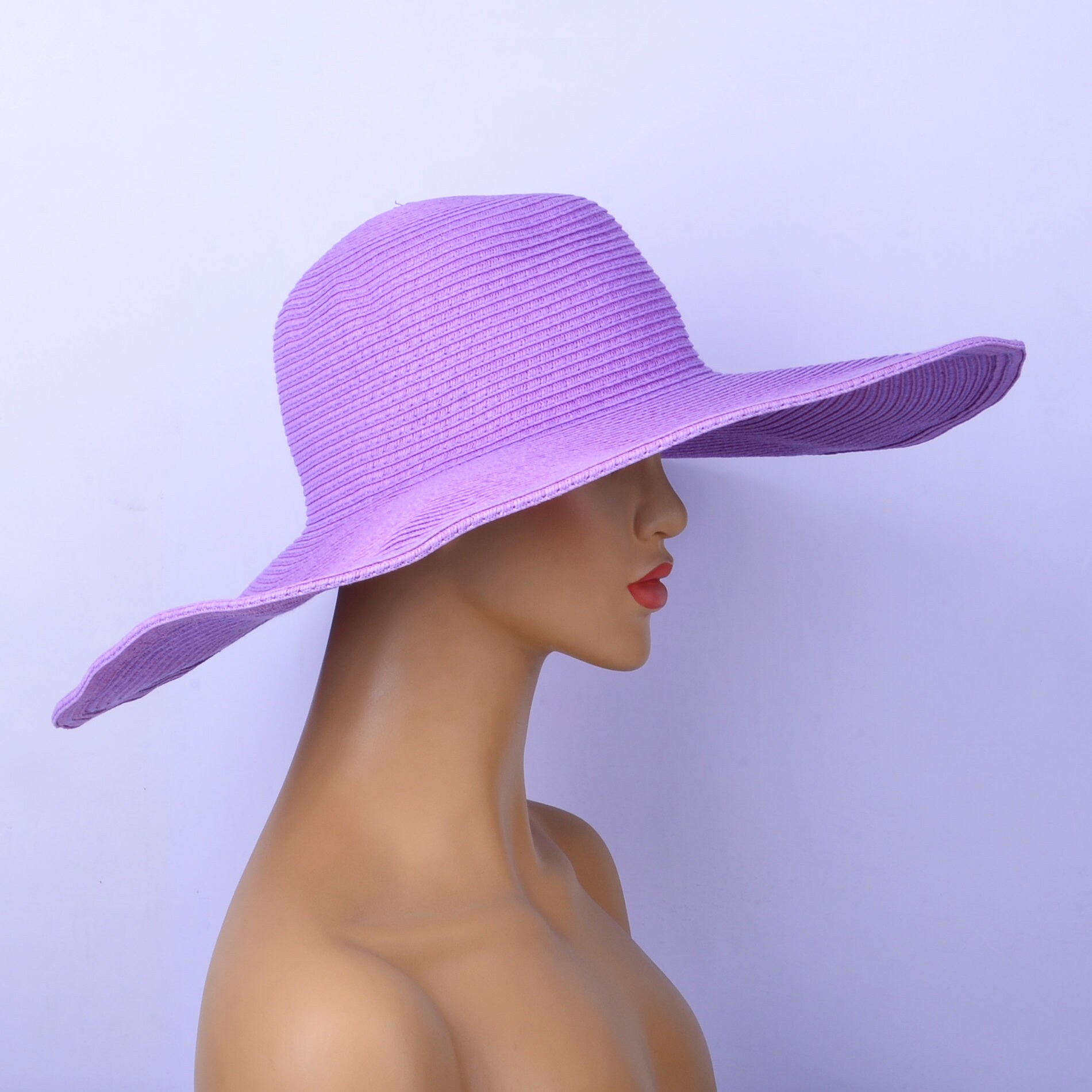 Purple Wide Brim Oversized Beach Hats/straw Hat/beach Hat for Women