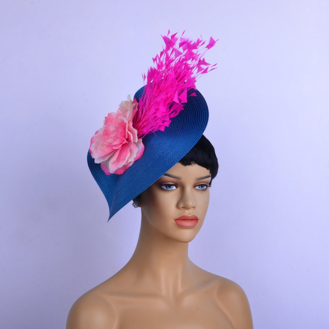 Teal Blue Kentucky Derby Hat With Feathers,fascinator,tea Party Hat