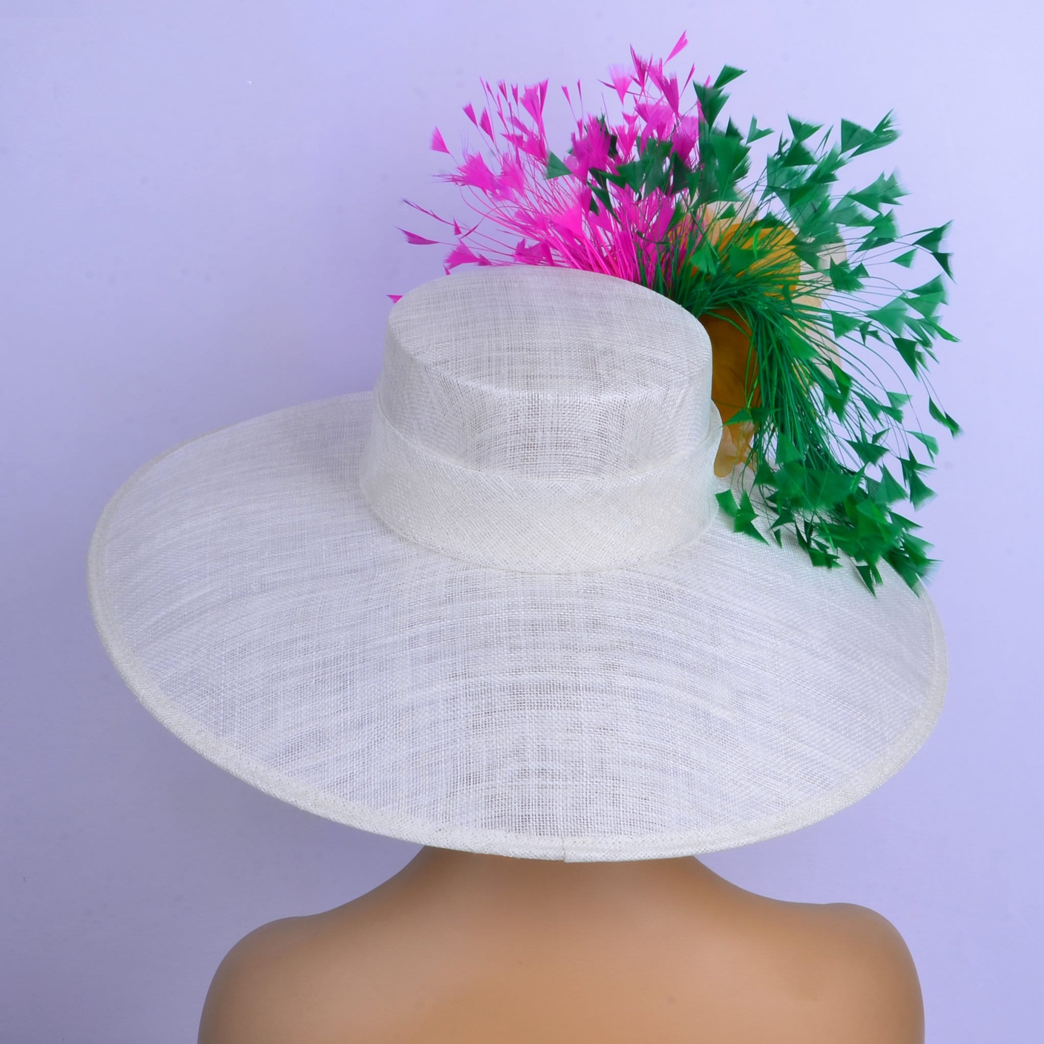 Ivory Sinamay Kentucky Derby Hat: Feathers Fascinator - Etsy display picture 2