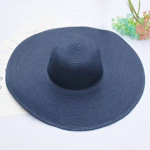 Purple Wide Brim Oversized Beach Hats/Straw hat/Beach hat For Women Large Straw Hat Anti-uv Sun Protection Foldable Sun Shade Hat Cap Cover. navy blue