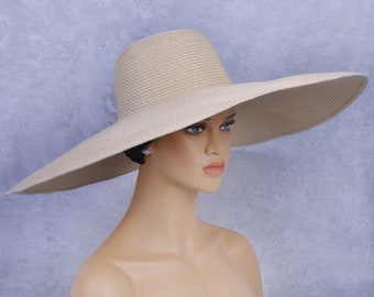 Oversized Wide Brim Straw Hat - Foldable Beach Sun Hat