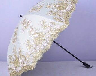 Embroidery summer Parasol,UV Protection,summer gift,Bridal Shower,Anniversary gifts,Cocktail Party,Wedding Decoration,summer  umbrella.