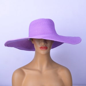 Purple Wide Brim Oversized Beach Hats/Straw hat/Beach hat For Women Large Straw Hat Anti-uv Sun Protection Foldable Sun Shade Hat Cap Cover. Purple