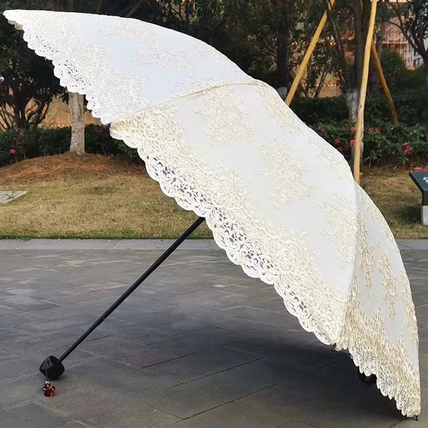 Exquisite embroidery Parasol,UV Protection,sun umbrella,girlfriend gifts,Bridal Shower,all weather umbrella,gift,umbrella,Vintage wedding.