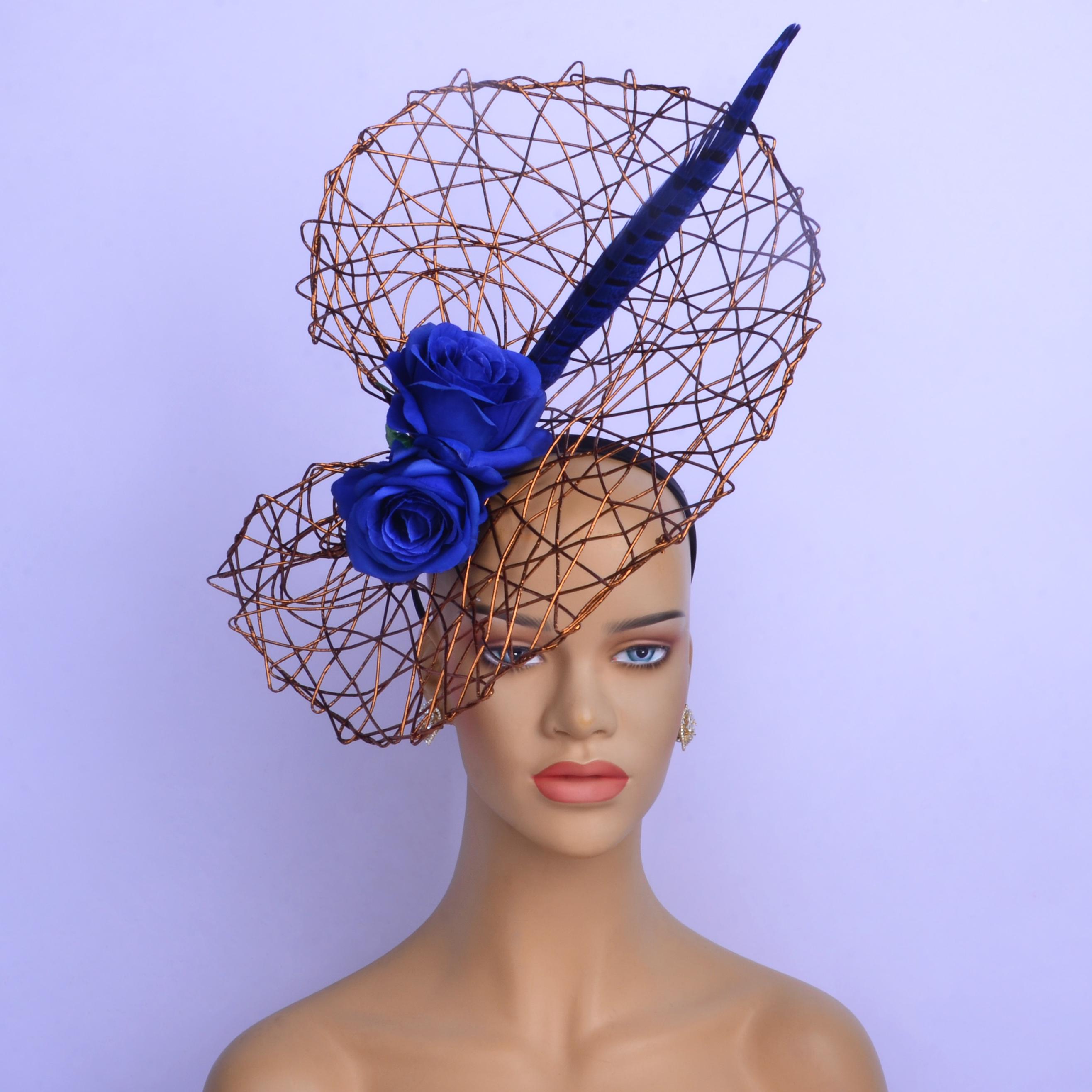 Elegant Blue and Gold Women\'s Fascinator Blue Gold Fascinator - Etsy main image 3