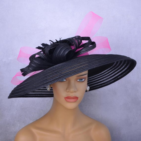 Elegant Black Women\'s Hat with Ribbon Baroness Derby Hat, Hats: Olive & Cocoa, LLC main image 2