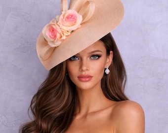 Peach Pink Kentucky Derby Hat: Floral Tea Party Fascinator