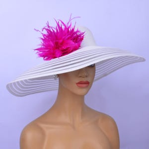 New ivory fuchsia wide Brim Beach Hats/Straw hat/Beach hat For Women Large Straw Hat Anti-uv Sun Protection Foldable Sun Shade Hat Cap Cover