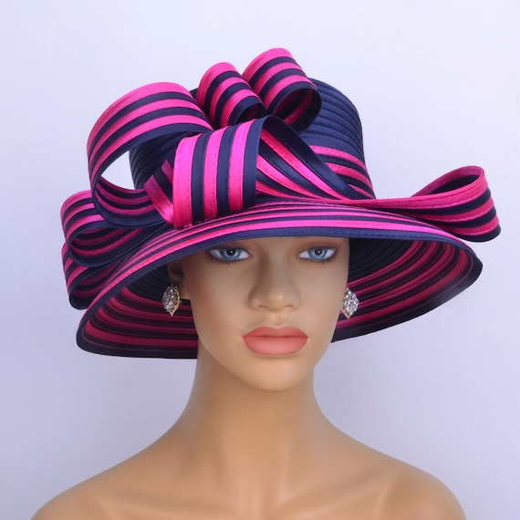 Satin Kentucky Derby Hat: Two-tone Ribbon Church Hat - Etsy display picture 2