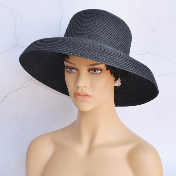 Black Beach Hats/straw Hat/church Hat/sun Hat/tea Party Hat for