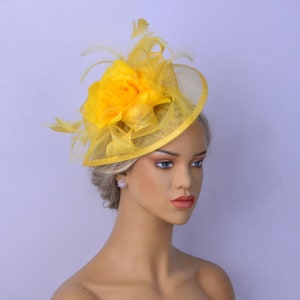 Yellow Sinamay Fascinator Hat: Kentucky Derby Tea Party Headband