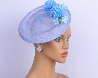 New light blue sinamay Hat Fascinator,Women's Tea Party Hat,British,Melbourne cup,Kentucky Derby Hat,Fancy Hat,wedding hat.