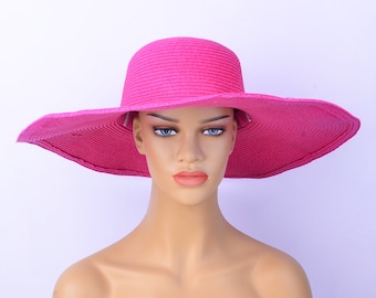 Fuchsia Wide Brim Oversized Beach Hats/Straw hat/Beach hat For Women Large Straw Hat Anti-uv Sun Protection Foldable Sun Shade Hat Cap Cover