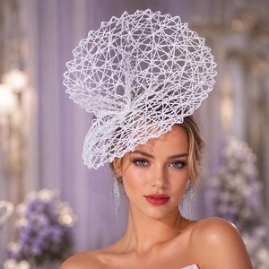 Elegant White Fascinator Base with Headband, Wear Alone or DIY Decorate Hat Base