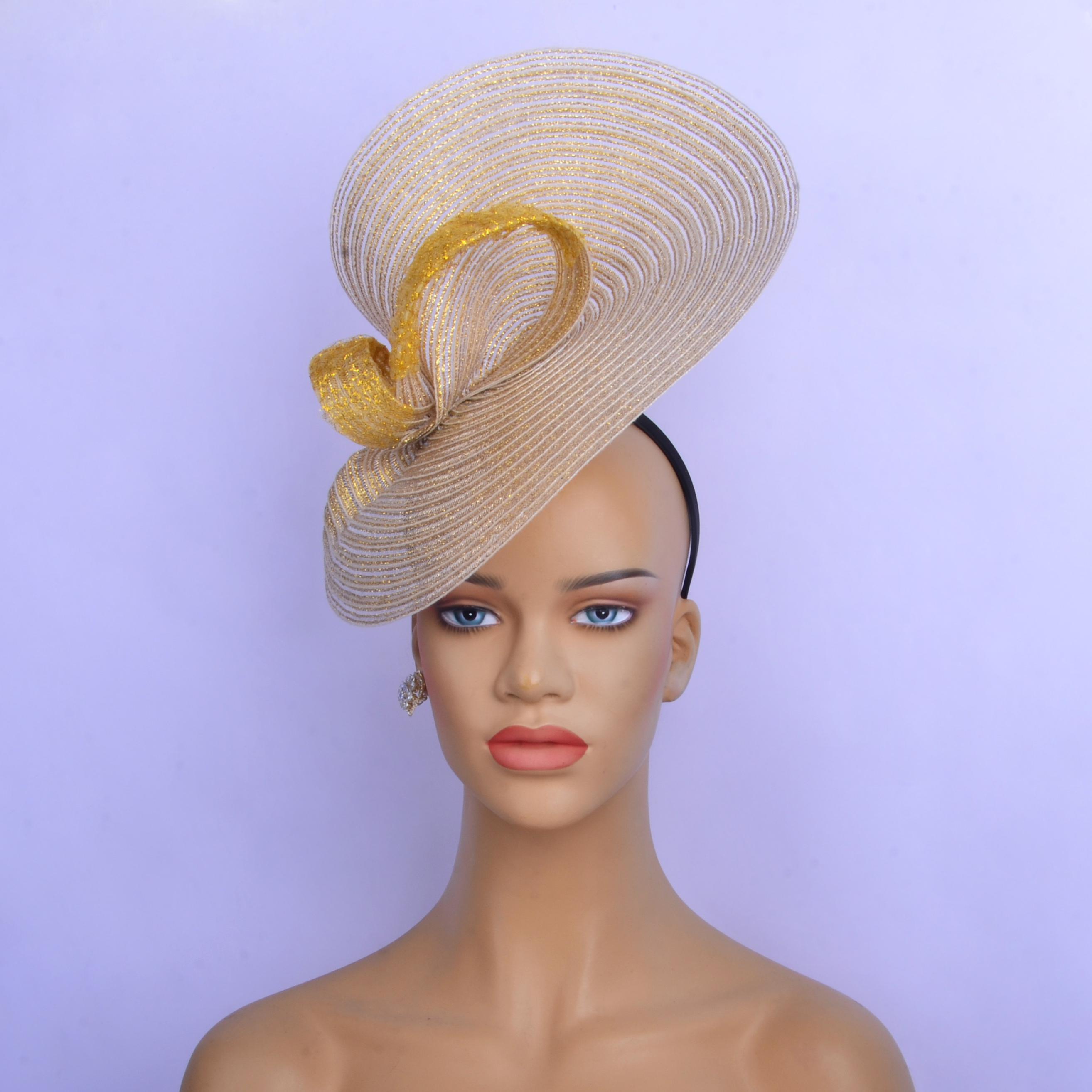 KAI Black and Gold/Yellow Straw Statement Derby Hat Fascinator Formal Hat Gold Yellow Derby Hat: Straw Fascinator, Tea Party Hat - Etsy main image 2