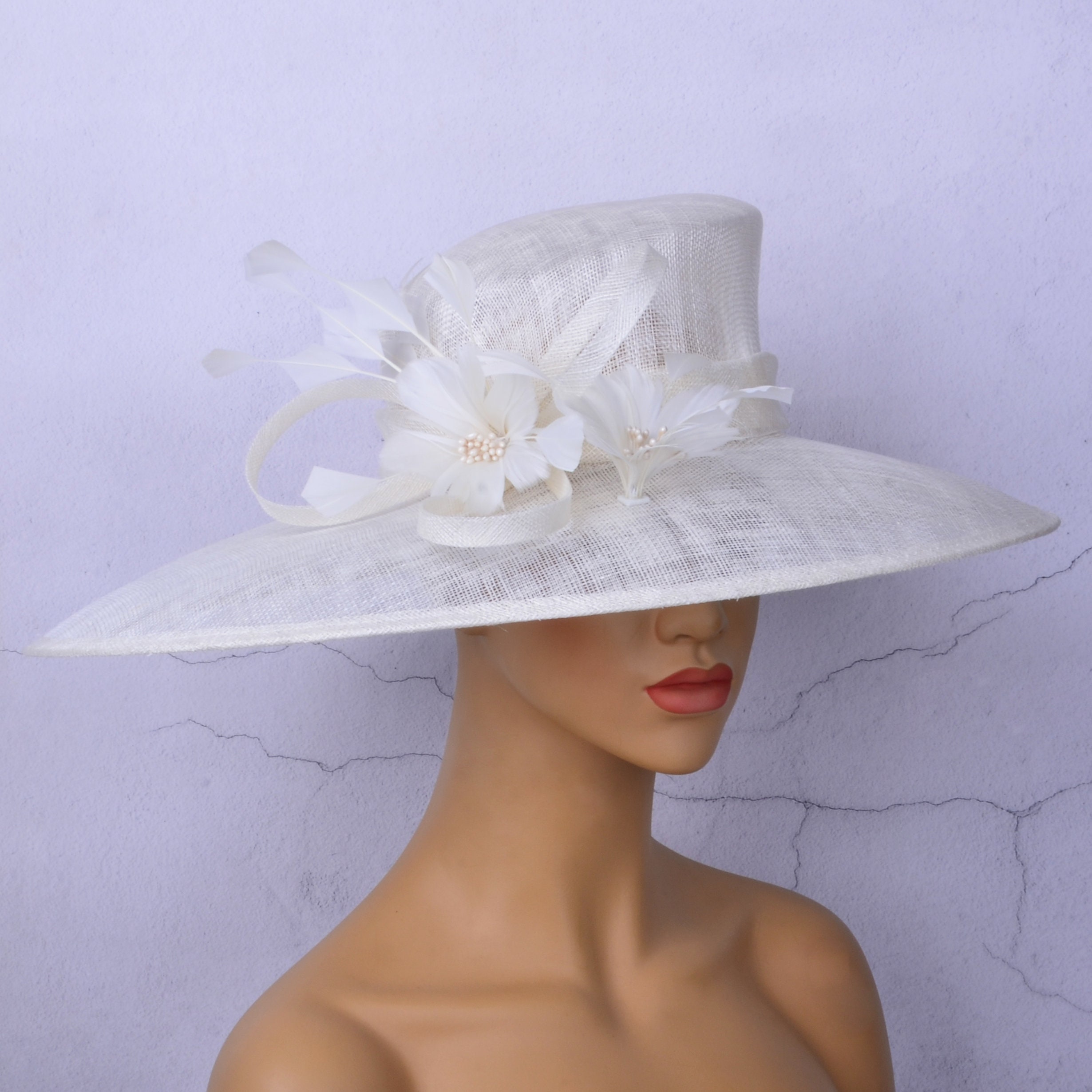 Rhinestone Wedding Floppy Wide Brim Felt Hat Wide Brim Floppy