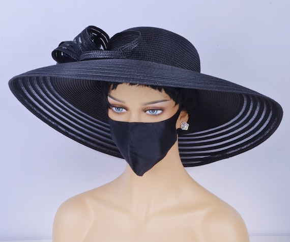 Black Wide Brim Straw Hat – Elegant Tea Party & Derby  display picture 2