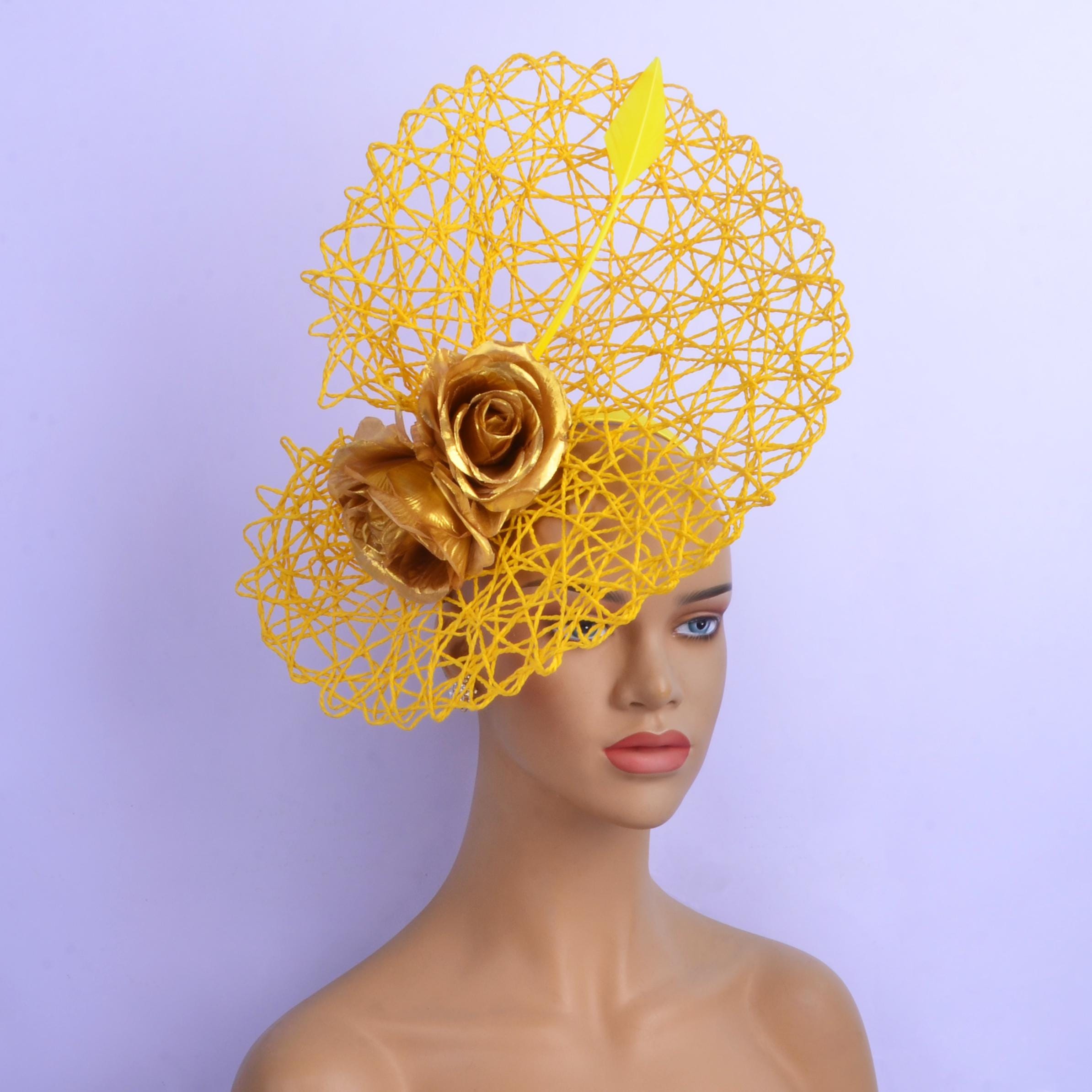 Elegant Gold & Black Fascinator, Kentucky Derby Hat, Tea 