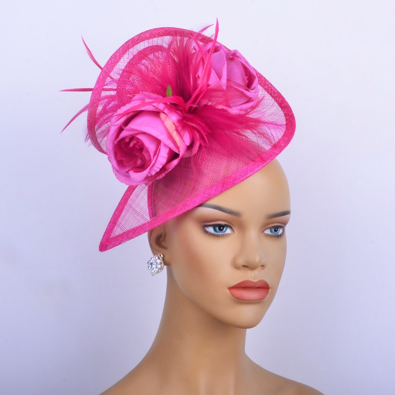 Nouveau fascinateur sinamay avec plumes/fleurs en soie, chapeau de fête, chapeau d'église, coupe de Melbourne, Kentucky Derby, chapeau fantaisie, chapeau de mariage, trois couleurs. image 10