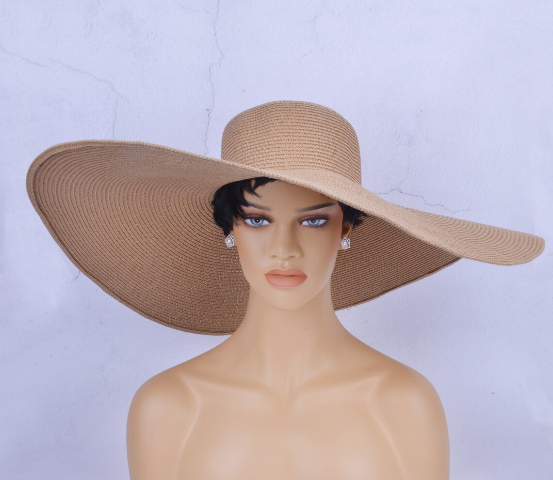 Khaki Wide Brim Oversized Beach Hats/straw Hat/beach Hat for Etsy