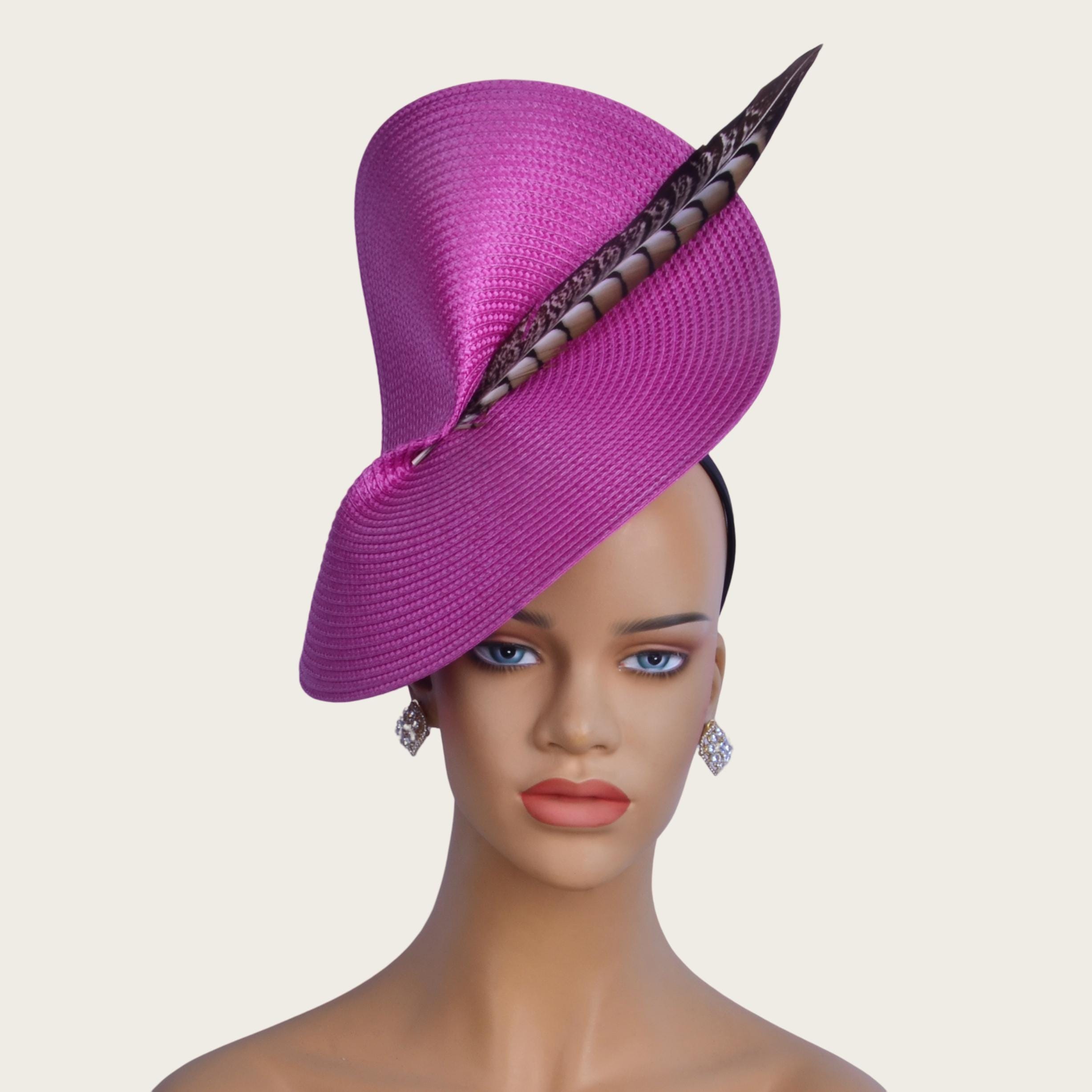 Fuchsia Kentucky Derby Hat: Feathered Tea Party Fascinator  display picture 2