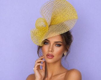 Gold Kentucky Derby Fascinator: Tea Party Hat.