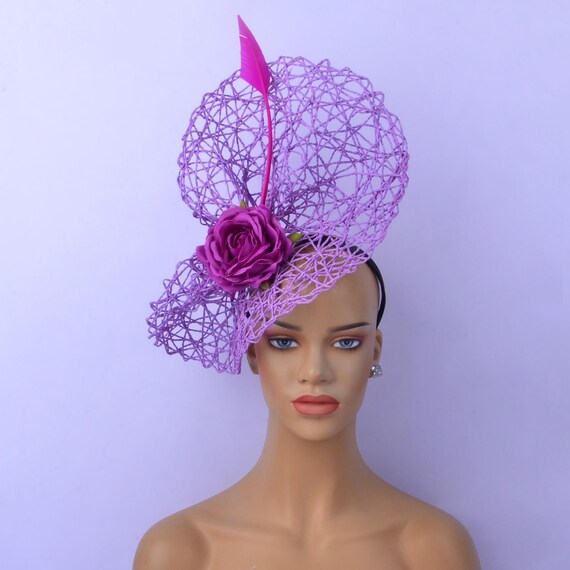 Purple Kentucky Derby Hat: Silk Flower & Feather Fascinator 
