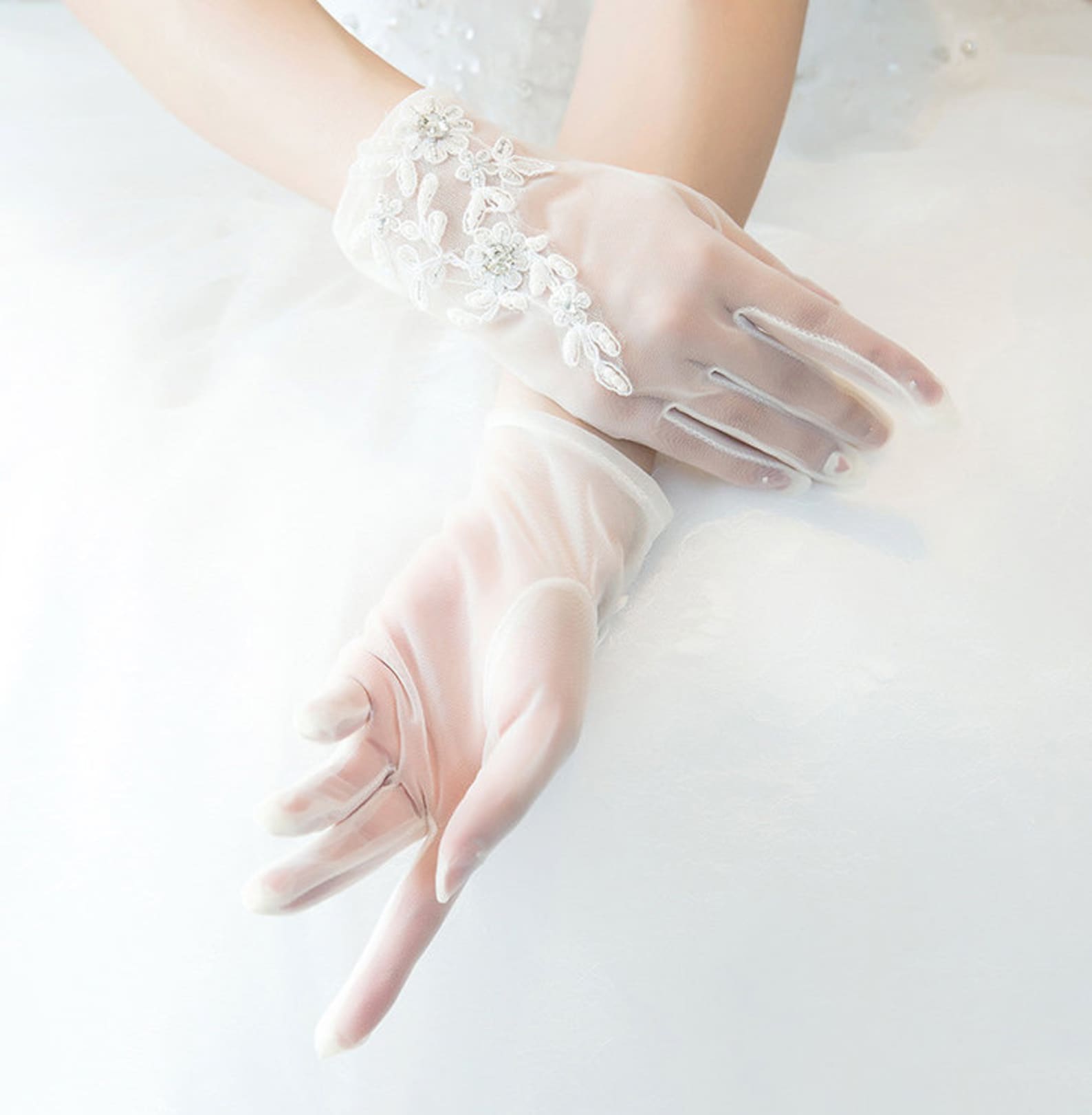 Stylish White Sheer Gloves Elegant Retro Gloves Courtesy Etsy