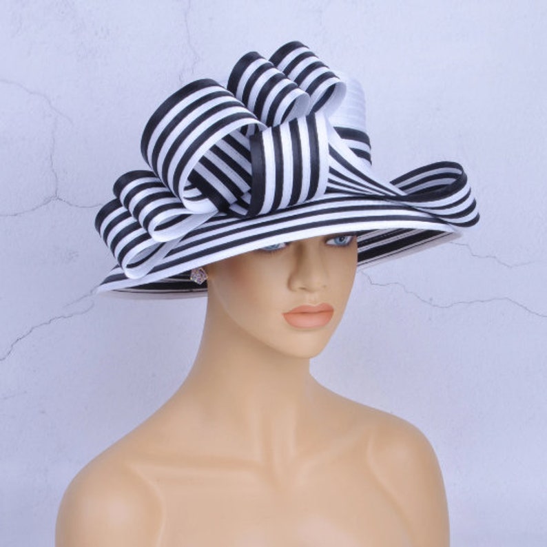 Satin hat formal hat for Church Hat Kentucky derby,Party hat,Church hat,Dressey hat,Millinery,Cocktail hat,tea party hat,gift,wedding hat. White Black