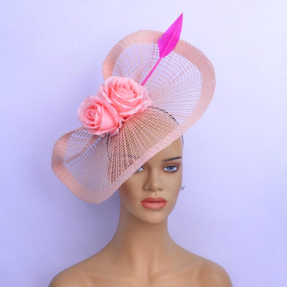 Nude Pink Kentucky Derby Fascinator Hat, Wedding Party Hat 