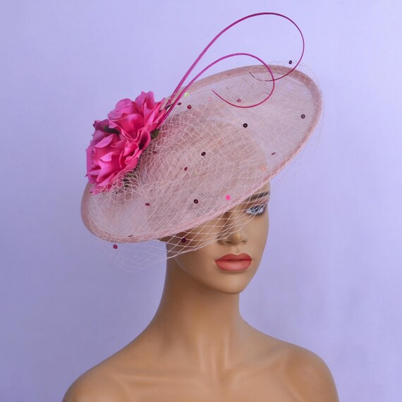 Blush Pink Sinamay Fascinator Hat for Women – Kentucky Derby  display picture 3