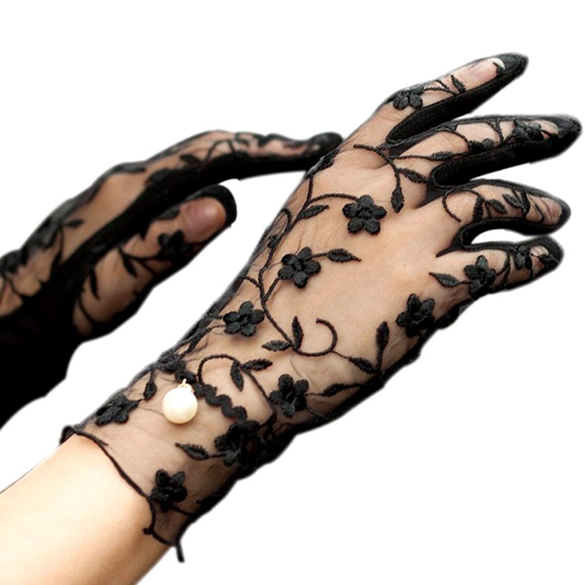 Stylish Black Sheer Gloves Elegant Retro Gloves Courtesy Etsy