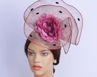 Heather pink sinamay Hat Fascinator,Women's Tea Party Hat,British,Melbourne cup,Kentucky Derby Hat,Fancy Hat,wedding hat,fascinator.