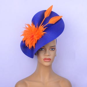 New royal blue kentucky derby hat,fascinator hat,tea party hat,Church Hat,Melbourne cup,luncheon fascinator Hat,cocktail,wedding fascinator.