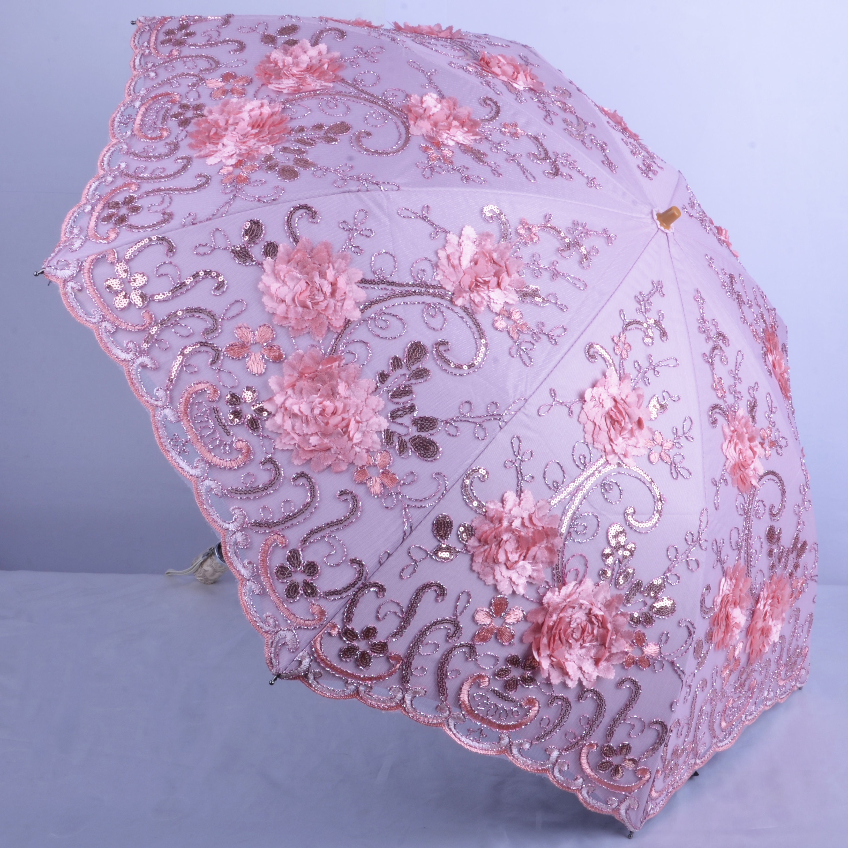 Pink Peony Embroidery Parasol: UV Protection Wedding Umbrella - Etsy