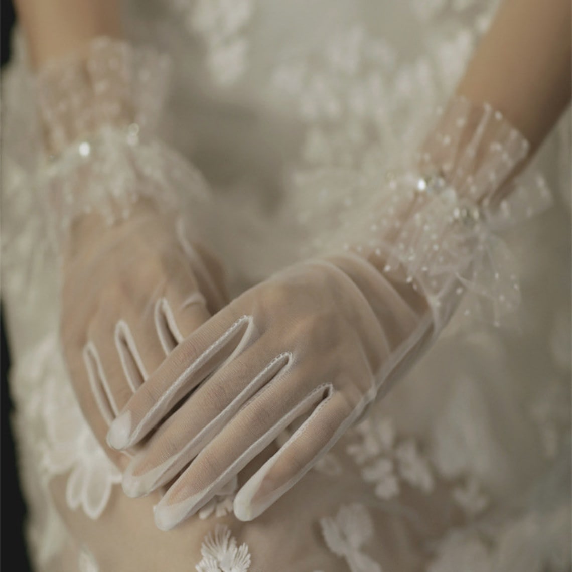 Stylish Ivory Sheer Gloves Elegant Retro Gloves Courtesy - Etsy