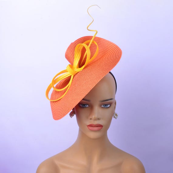 Orange Kentucky Derby Hat: Straw Fascinator, Tea Party Hat  display picture 1