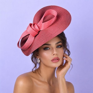 Rust Kentucky Derby Fascinator Hat – Straw Tea Party & Wedding Headpiece