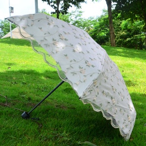 Guarda-sol bordado, proteção UV, proteção solar, presente de verão, proteção UV, presente para ela, guarda-chuva de proteção solar, guarda-chuva para todas as condições climáticas, presente de aniversário