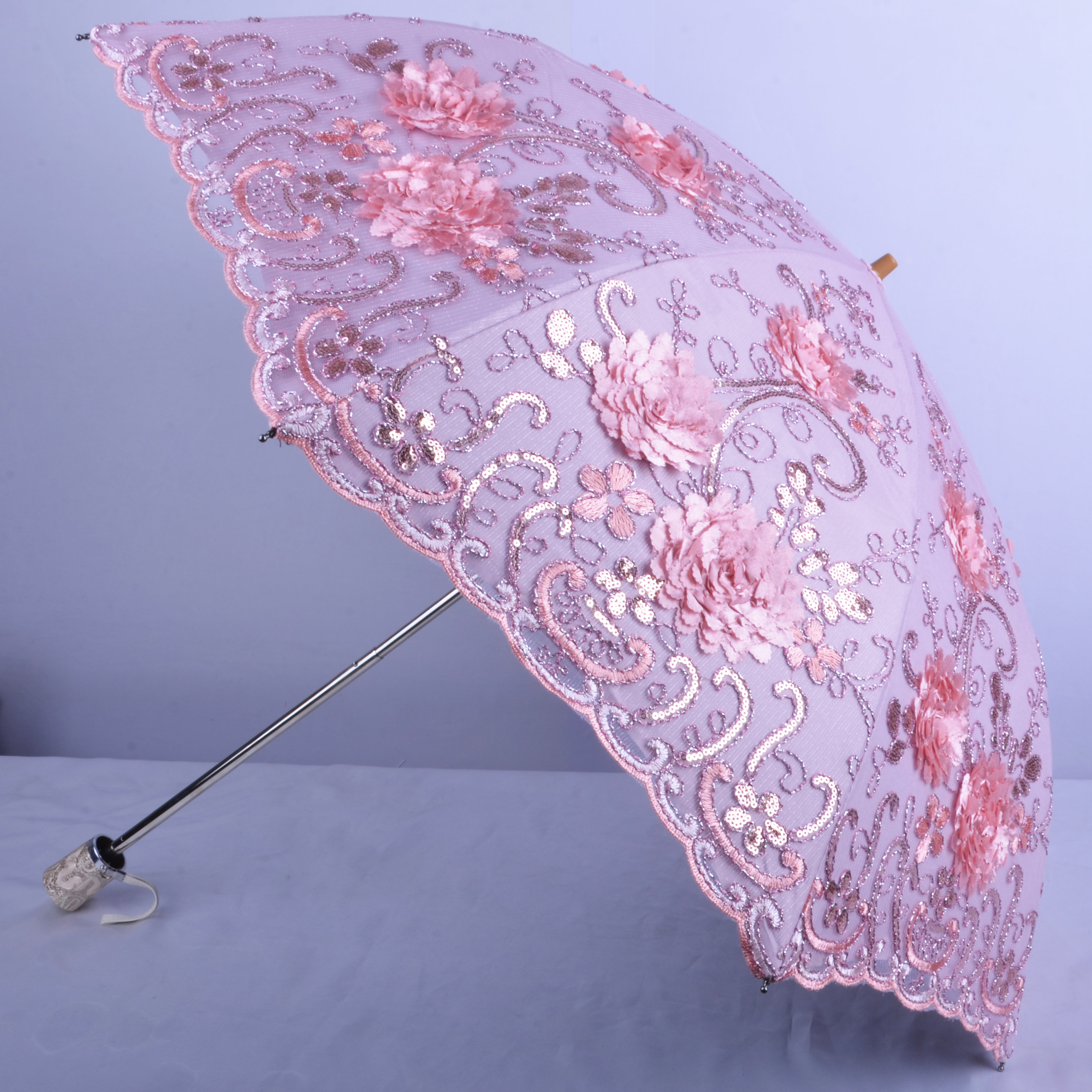 新品❤️LOVERARY UV PROTECTION PARASOL いちご柄 Pink Peony Embroidered Parasol, UV Protection Sun Umbrella