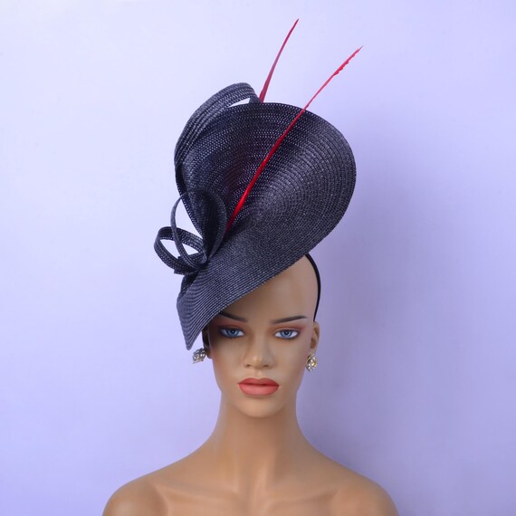 Black & Red Kentucky Derby Fascinator Hat: Feathered Tea  display picture 2
