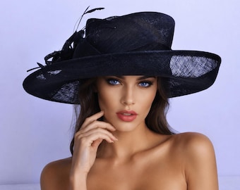 Sinamay Kentucky Derby Hat: Large Feathered Church Hat