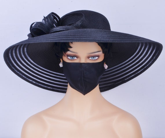 Black Oversized Beach Resort Wide Brim Hat