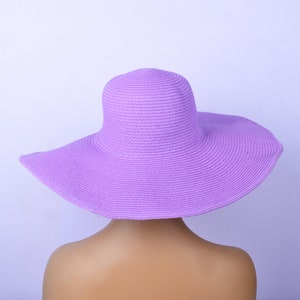 Purple Wide Brim Oversized Beach Hats/Straw hat/Beach hat For Women Large Straw Hat Anti-uv Sun Protection Foldable Sun Shade Hat Cap Cover. image 5